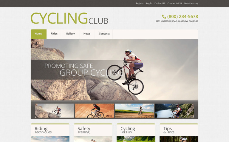 Cycling Club Responsive WordPress Theme