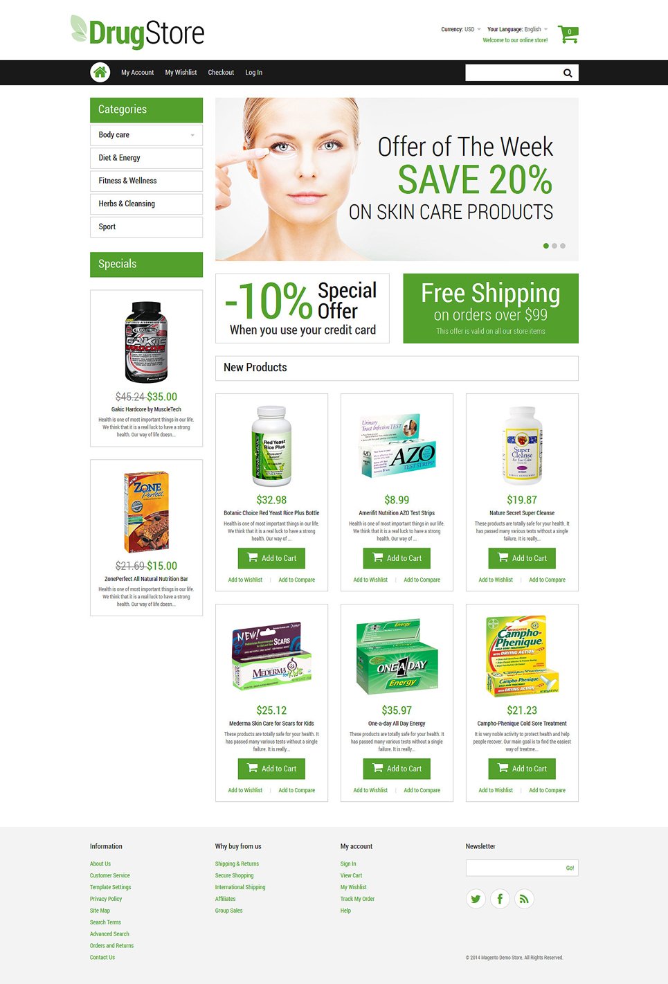 Drugstore Magento Theme New Screenshots BIG