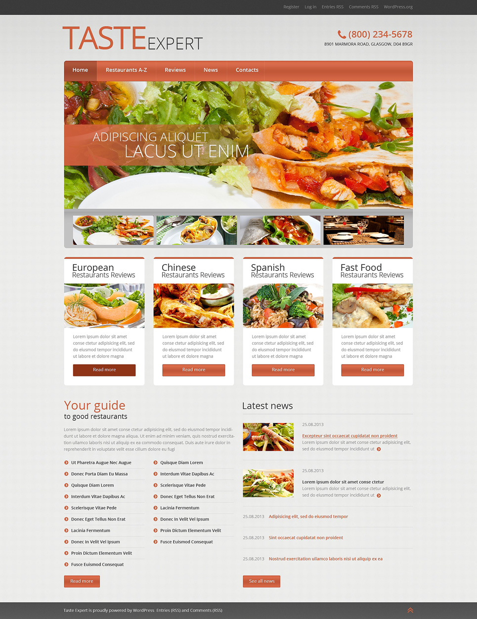 European Restaurant Responsive WordPress Theme New Screenshots BIG