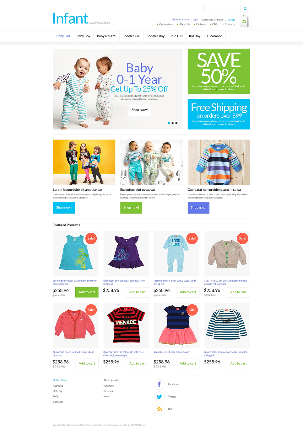 Infant Clothing Store VirtueMart Template New Screenshots BIG