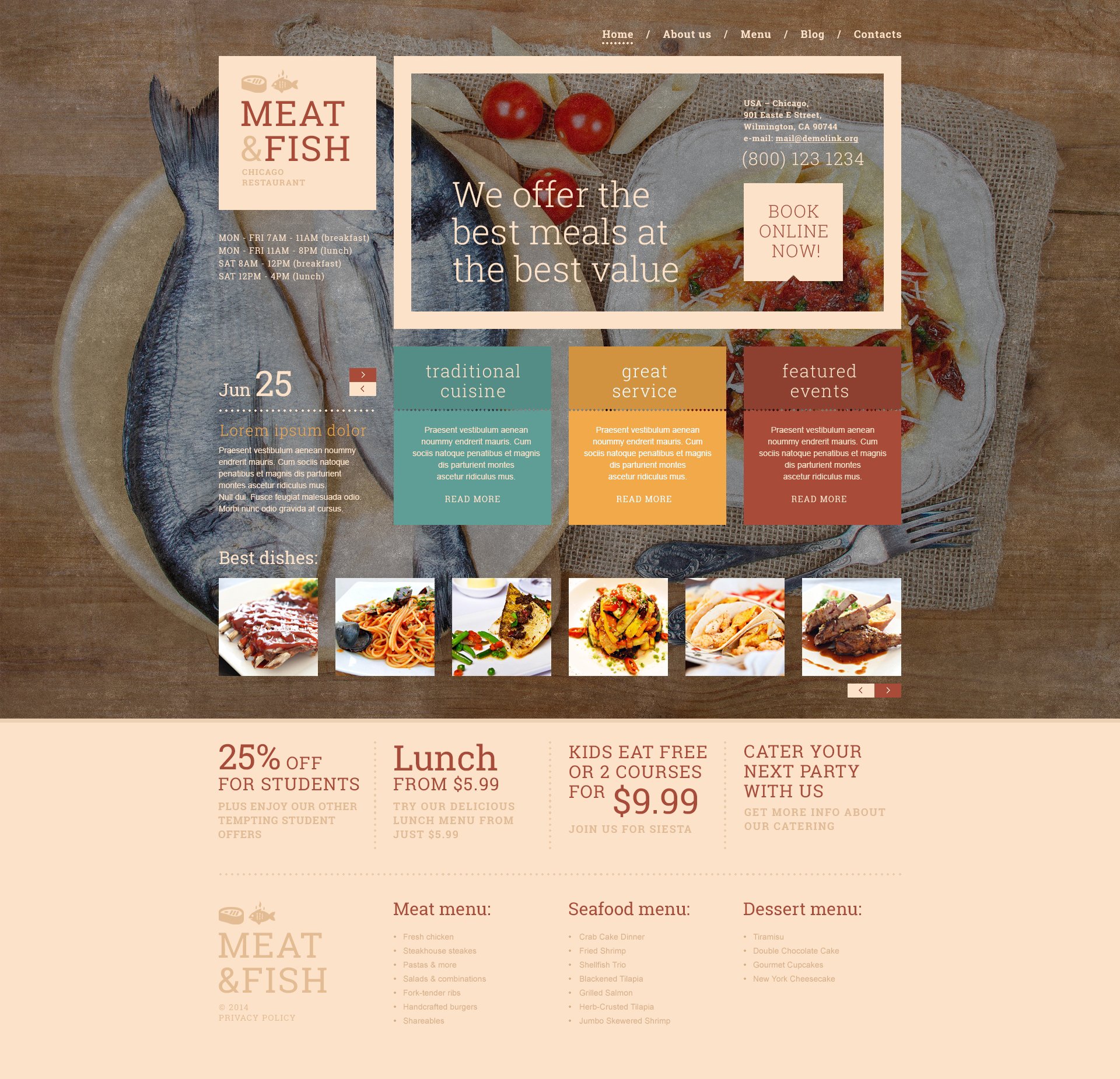 Meat Fish Restaurant WordPress Theme - screenshot