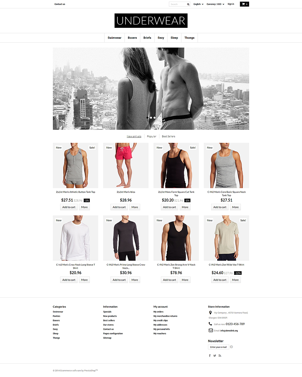 Underwear for Men PrestaShop Theme New Screenshots BIG