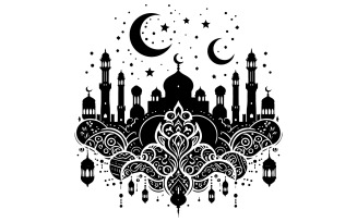 A eid design silhouette vector art illustration