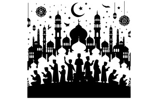 A eid silhouette vector art illustrator