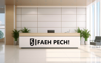 Office reception desk mockup design template