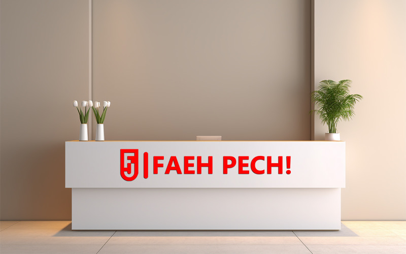 Desk logo mockup | office reception mockup Product Mockup