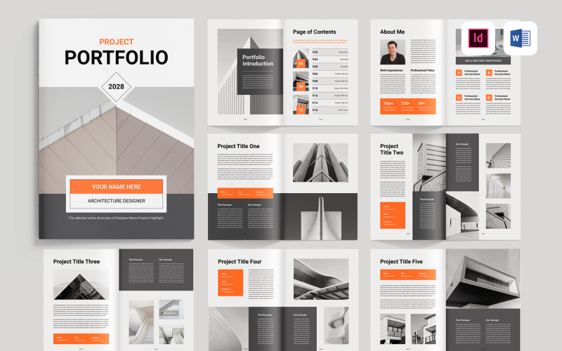 Portfolio Brochure | Microsoft Word & Adobe Indesign Magazine Template