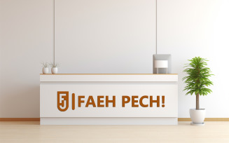 White desk logo mockup | office reception mockup
