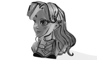 Anime Girl Bust - Stylized Character Sculpture 3D Model