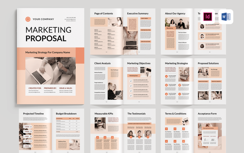 Marketing Proposal | Microsoft Word & Adobe Indesign Magazine Template