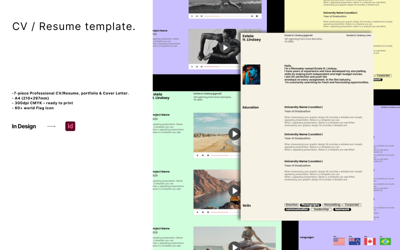 Resume, Portfolio & Cover Letter template. Resume Template