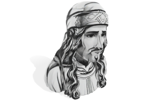 Serene Robed Figure Bust 3D Model