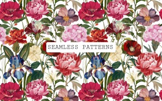 Vintage handpainted botanical pattern