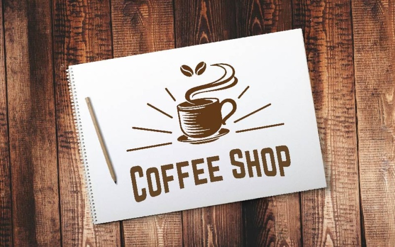 Aromatic Hot Coffee Shop Cafe Drink Cup Mug with Retro Style Logo Template