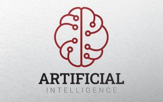 Artificial Intelligence Smart Brain Circle Circuit Modern Technology Line Outline Logo Template
