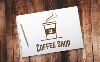 Brown Hot Coffee Drink Home House Shop Cafe Cup Logo Template