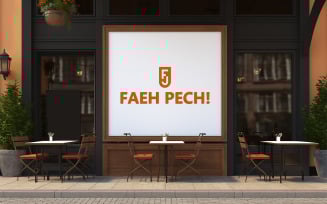 Coffee store front wall mockup