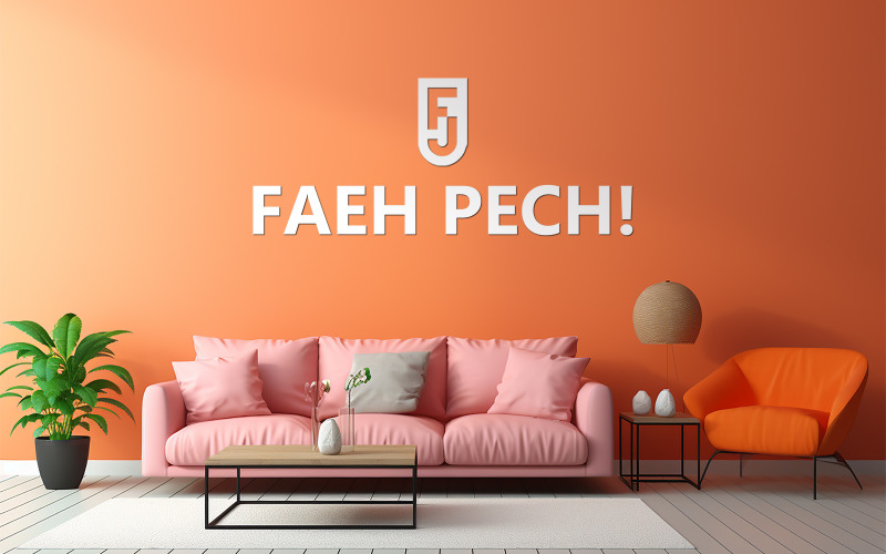 Livingroom inside mockup | Livingroom mockup | Wall logo mockup Product Mockup