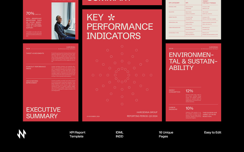 Minimal Red KPI Report Template Corporate Identity