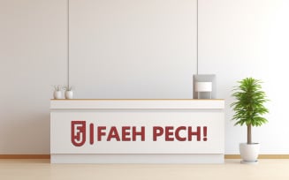 Office desk logo mockup | office reception mockup