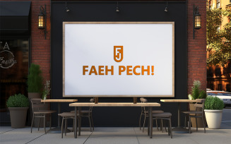 Restaurant front board mockup template