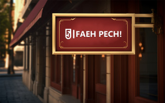 Store front red billboard mockup