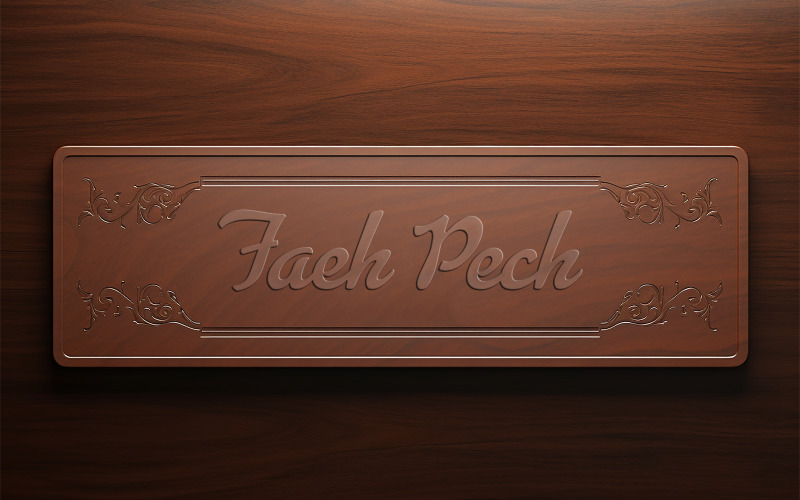Wooden nameplate logo mockup design Product Mockup