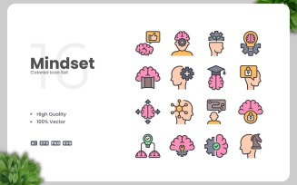 16 Mindset Colored Icons Set