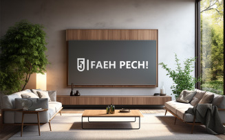 Livingroom mockup | Livingroom board logo mockup