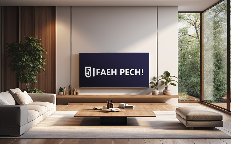 Livingroom tv logo mockup Product Mockup