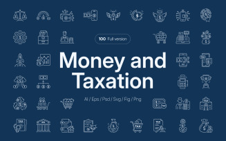 Money and Taxation Icon Set