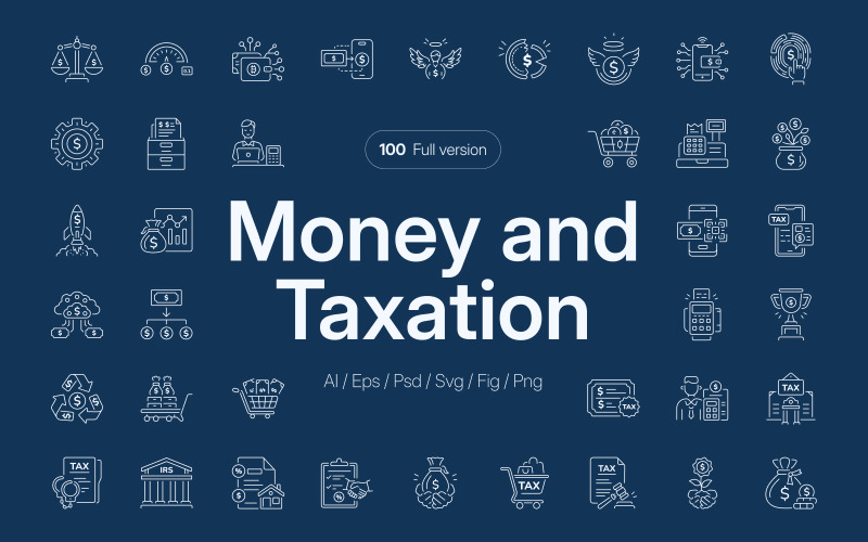Money and Taxation Icon Set