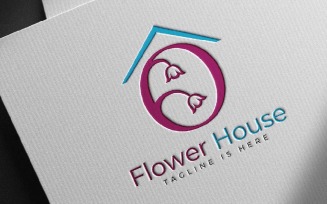 O Letter Alphabet Initial Tulip Flower Floral Florist House Home Building Logo Template