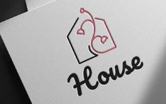 Tulip Flower Floral Plant Florist Home House Building Line Outline Logo Template