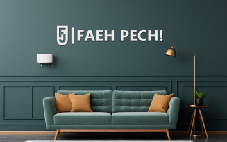 Blue interior wall logo mockup | interior wall mockup