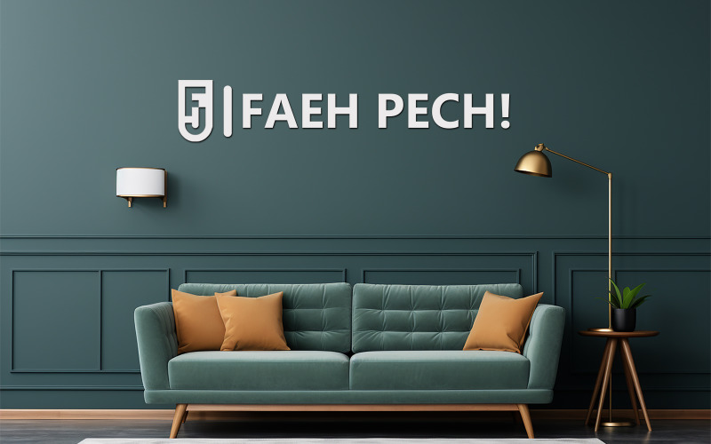 Blue interior wall logo mockup | interior wall mockup Product Mockup