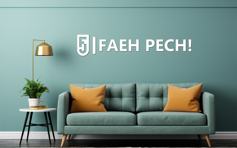 Blue livingroom logo mockup | livingroom logo mockup | Livingroom mockup Product Mockup