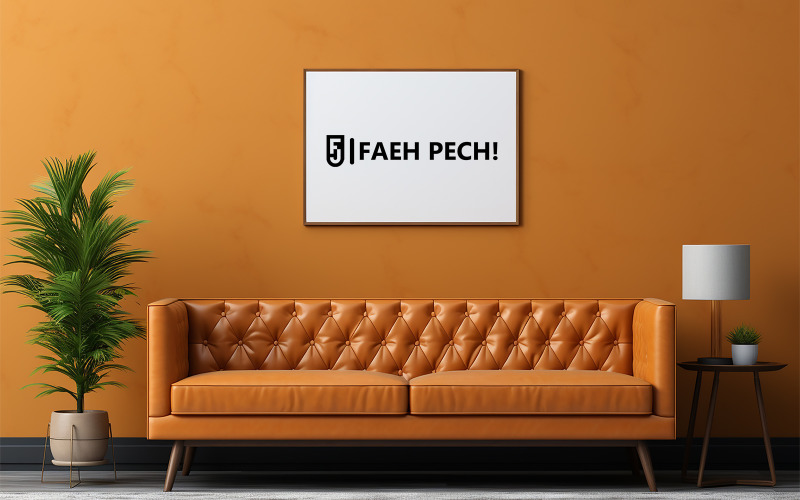 Gold livingroom mockup | livingroom mockup | livingroom logo mockup Product Mockup