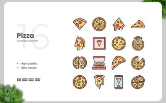 16 Pizza Colored Icons Set