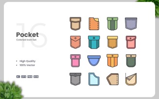 16 Pocket Colored Icons Set