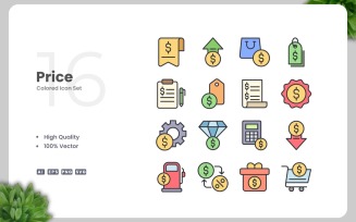 16 Price Colored Icons Set