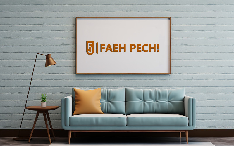 Livingroom wall logo mockup Product Mockup