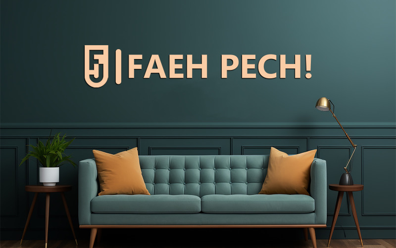 Livingrrom blue wall logo mockup | Livingrrom mockup Product Mockup