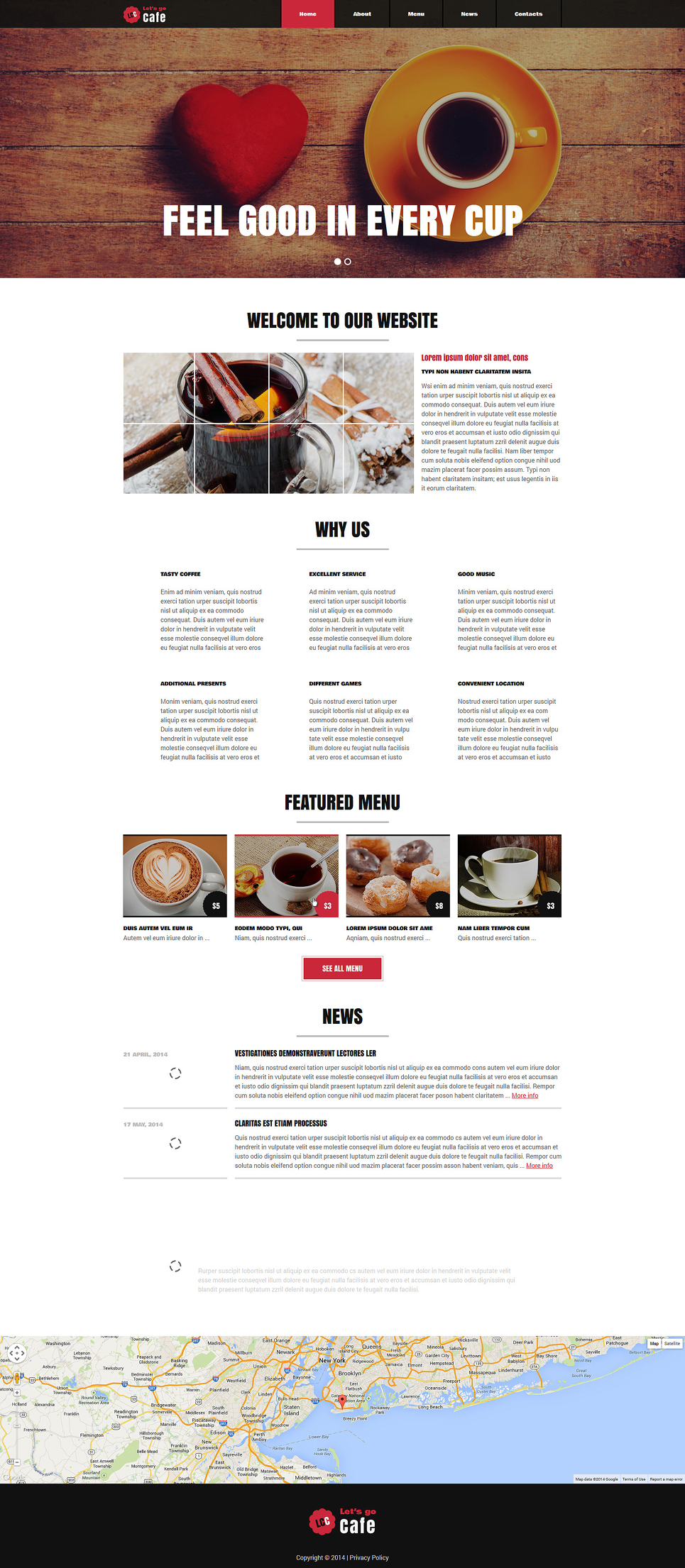 Cafe and Restaurant Joomla Template New Screenshots BIG