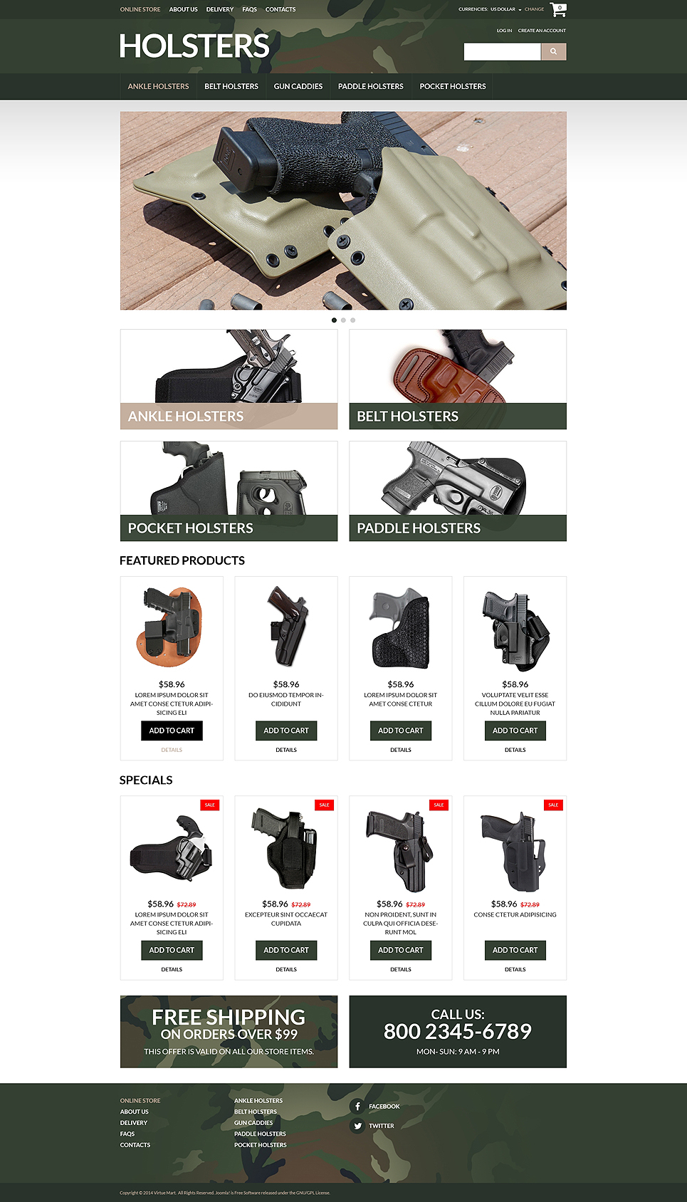 Durable Holsters for Weapons VirtueMart Template New Screenshots BIG