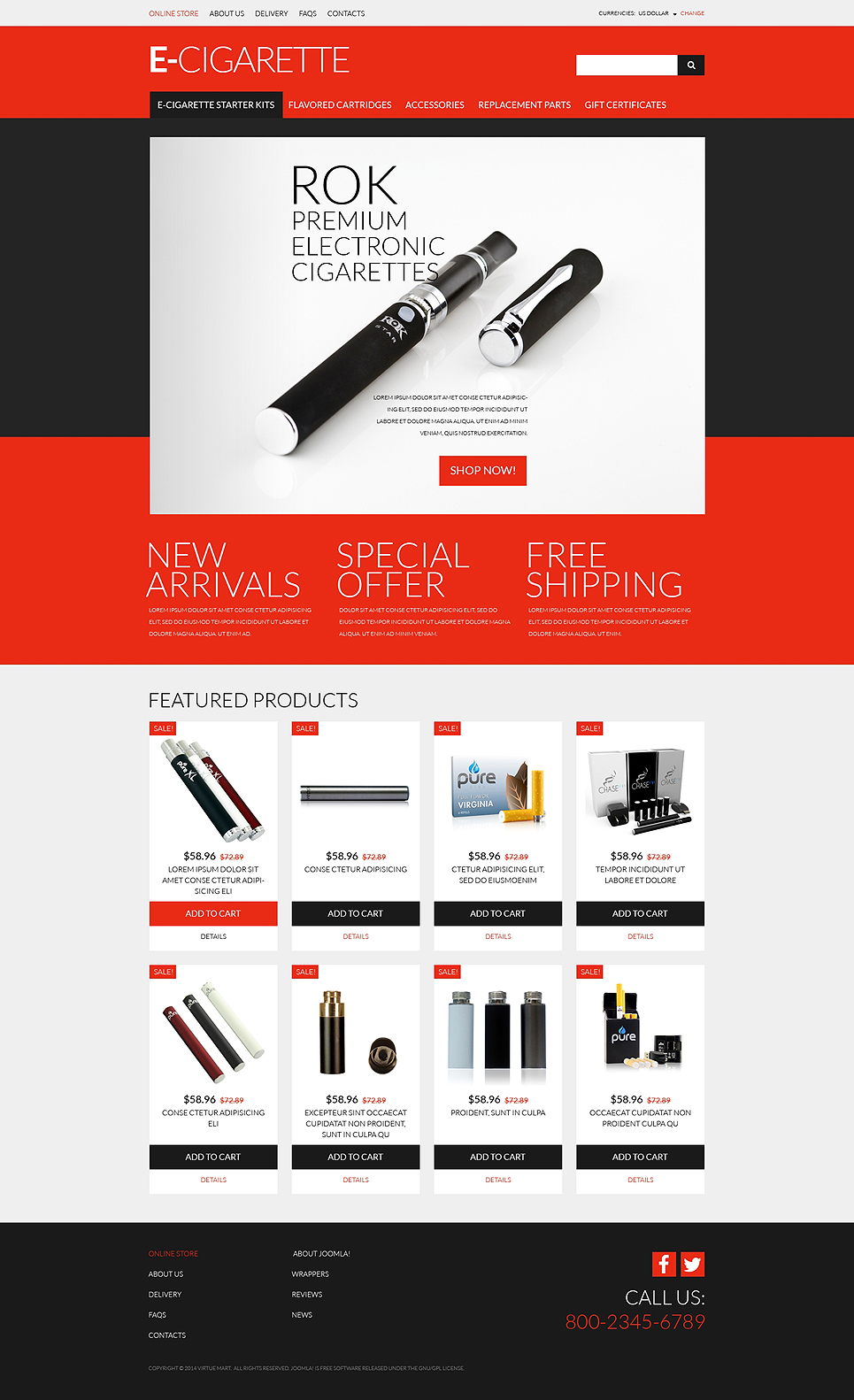 eCigs  Vaping Supplies VirtueMart Template New Screenshots BIG