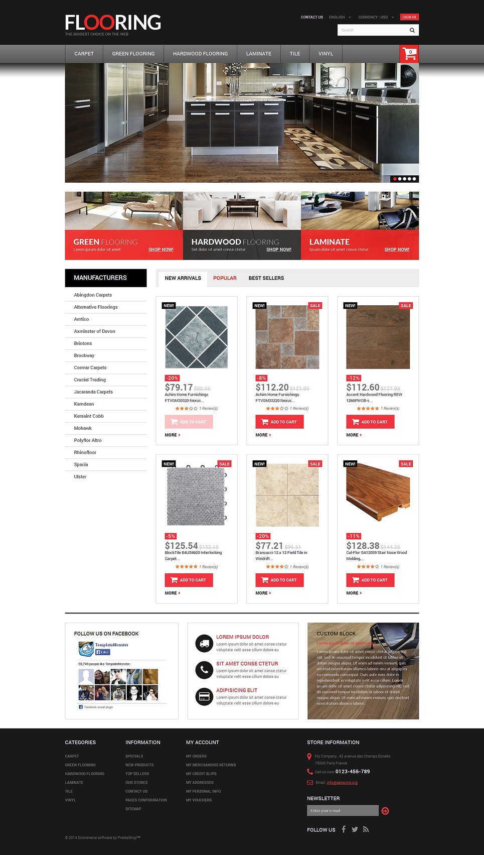 Flooring Store PrestaShop Theme New Screenshots BIG
