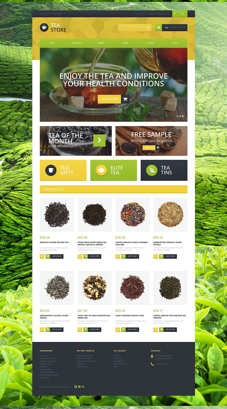 Naturally Grown Tea Magento Theme New Screenshots BIG