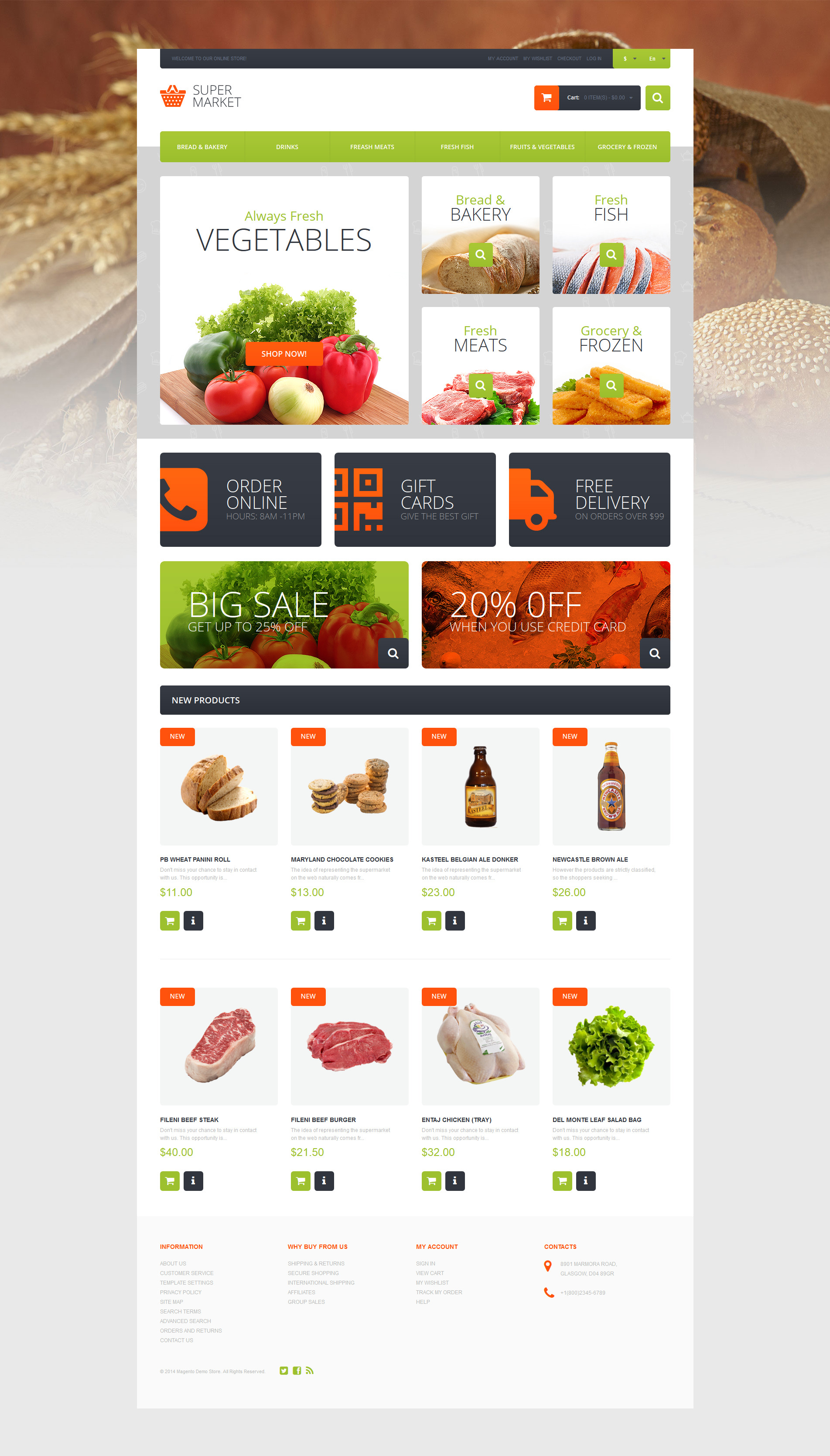 Reszponzív Supermarket Template Magento sablon 51119