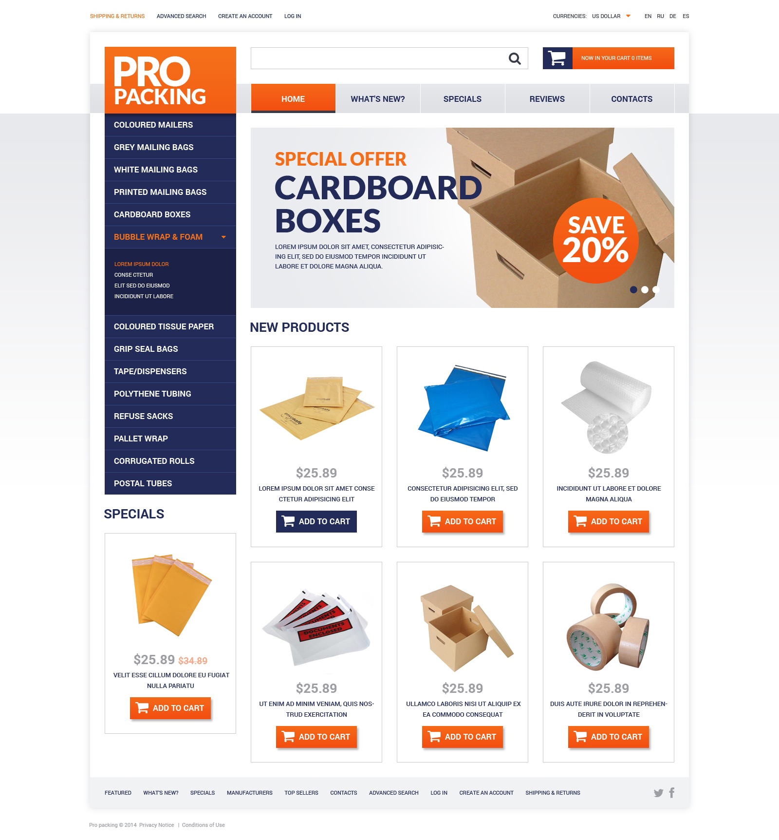 Szablon osCommerce Packing Stuff Shop #51199 - zrzut ekranu